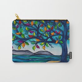 Colorful Rainbow Tree of Life by the Ocean Watercolor Painting Carry-All Pouch