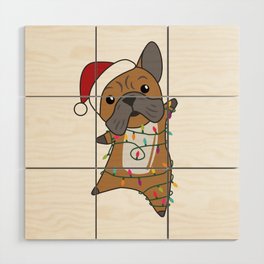 Bulldog Dogs Merry Christmas Winter Animals Wood Wall Art