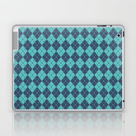 Winter Teal Blue Diamond Argyle Pattern Laptop & iPad Skin