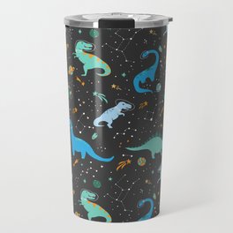 Dinosaurs in Space in Blue Travel Mug
