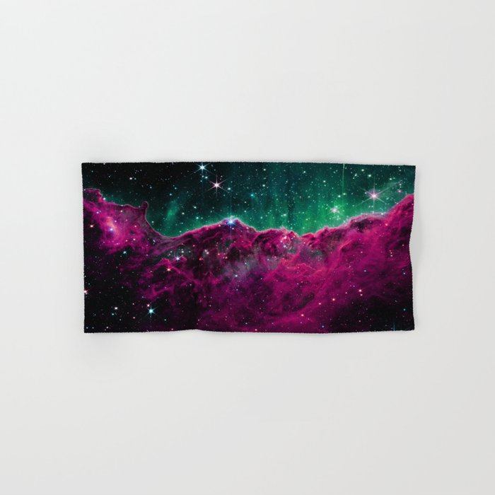 Cosmic Cliffs Carina Nebula Deep Fuchsia Teal Hand & Bath Towel