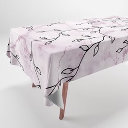 Modern Elegant  Pink White Abstract Marble Foliage Tablecloth