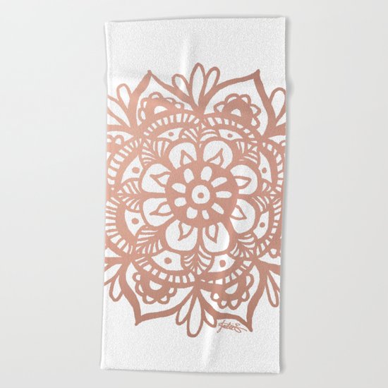 Rose Gold Mandala Beach Towel