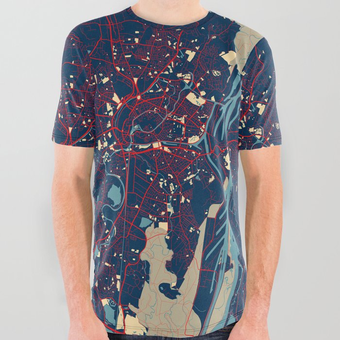 Strasbourg City Map of France - Hope All Over Graphic Tee