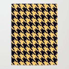 Yellow Black Houndstooth Poster