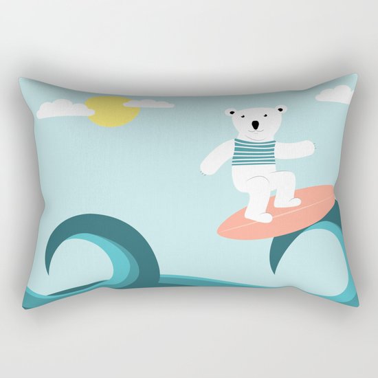 Polar bear surfing. Rectangular Pillow