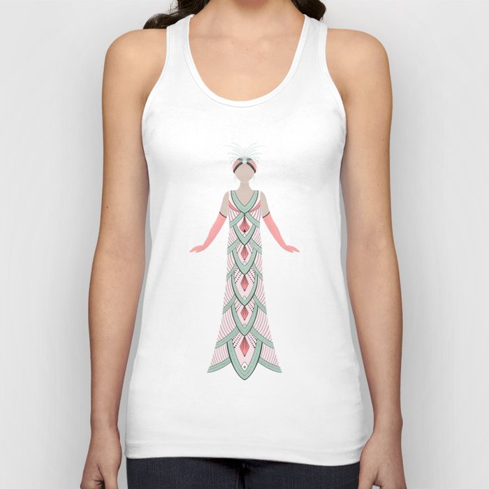 Art Deco Lady in a scale dress Tank Top