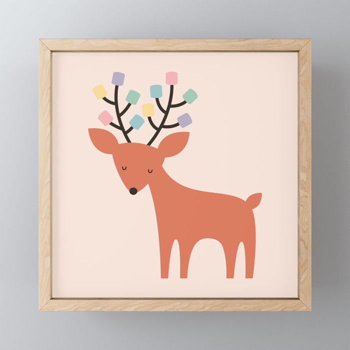 Deer Marshmallow Framed Mini Art Print