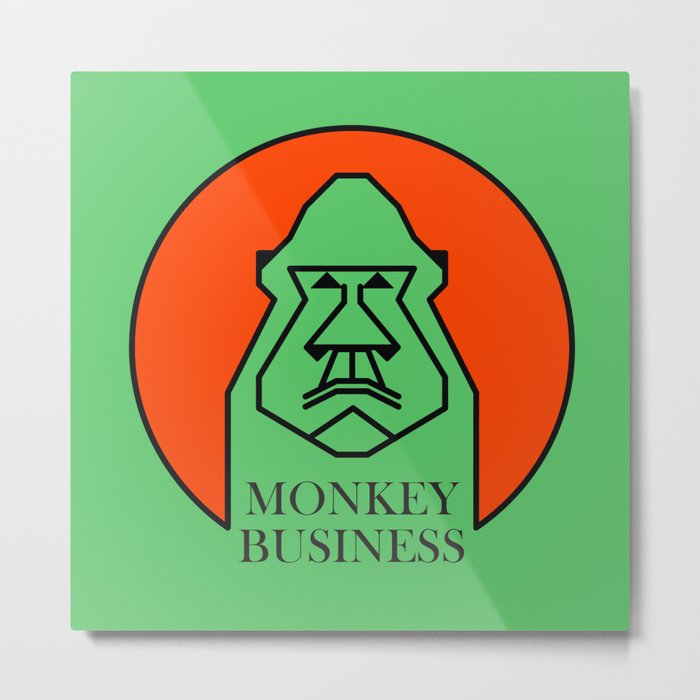 Monkey Business Green Metal Print