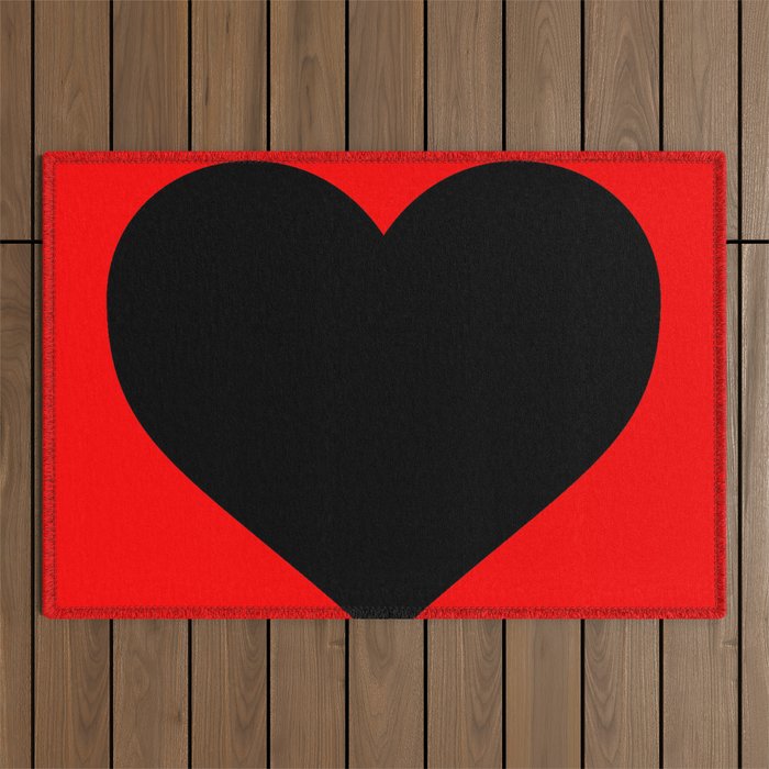 Heart (Black & Red) Outdoor Rug