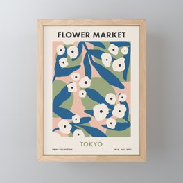 Flower Market Tokyo, Modern Retro Floral Print Framed Mini Art Print