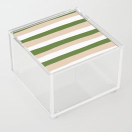 Uneven Stripes - White, Sand and Palm Green Acrylic Box