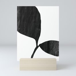 Black and White Watercolor Plant Silhouette 2 Mini Art Print