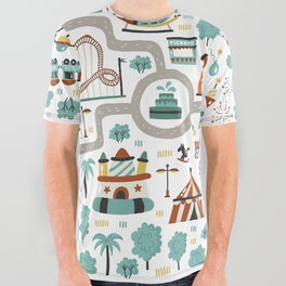 Amusement Park Map All Over Graphic Tee