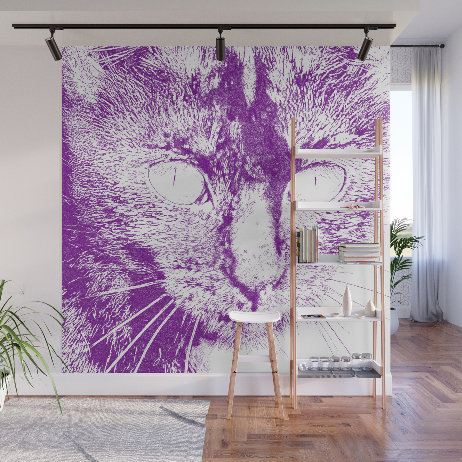Fluffy S Eyes Drawing Purple Wall Mural By Dparker Society6