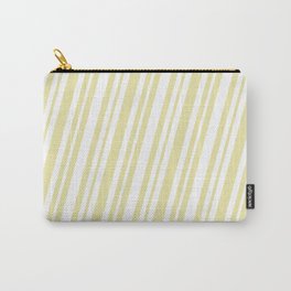 [ Thumbnail: Pale Goldenrod and White Colored Lines Pattern Carry-All Pouch ]