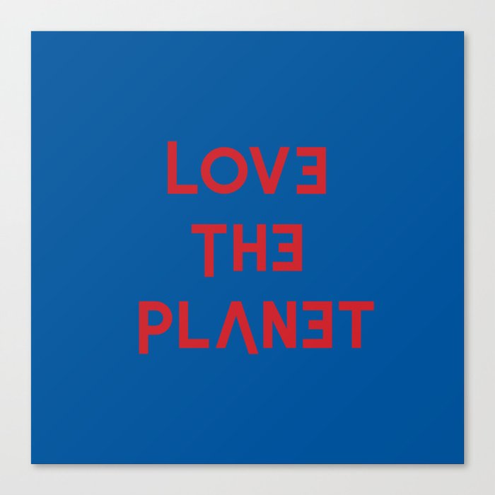 Love the planet red & blue Canvas Print