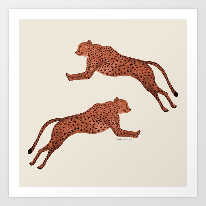 Two cheetahs | Orange and black Art Print