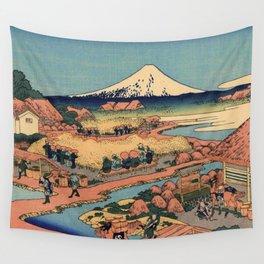 Hokusai -36 views of the Fuji 44-The Tea plantation of Katakura in the Suruga province Wall Tapestry