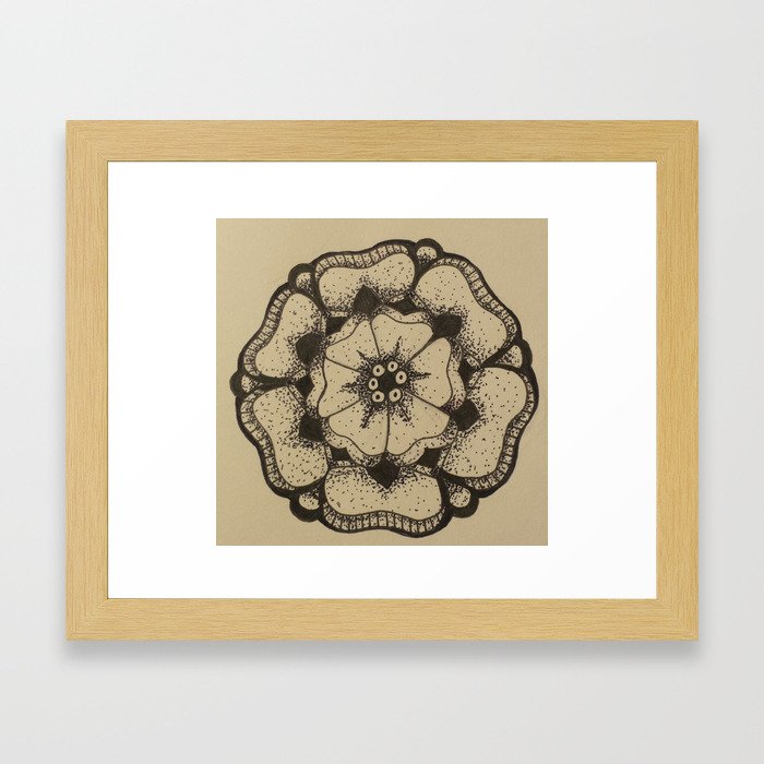 Traditional Stippled Flower Framed Art Print