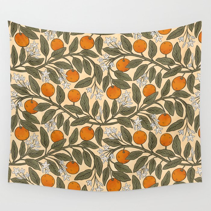 Art Nouveau Oranges Wall Tapestry