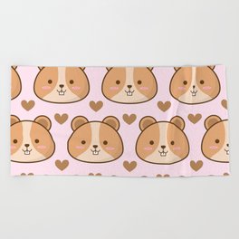 Cute baby hamster pattern  Beach Towel