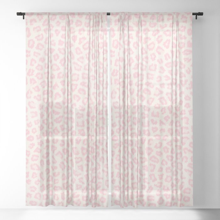 Modern ivory blush pink girly cheetah animal print pattern Sheer Curtain