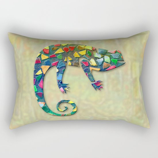 Animal Mosaic - The Chameleon Rectangular Pillow
