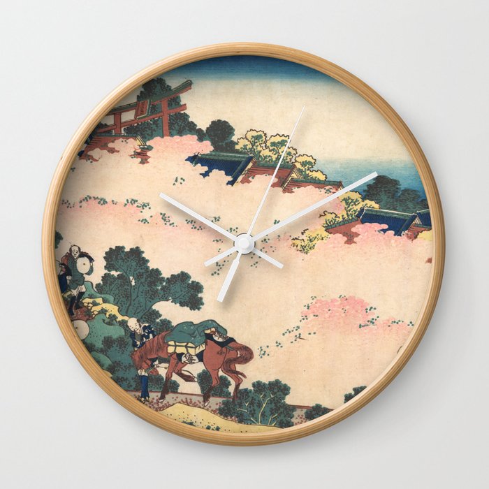 Cherry Blossoms at Yoshino - Katsushika Hokusai  Wall Clock