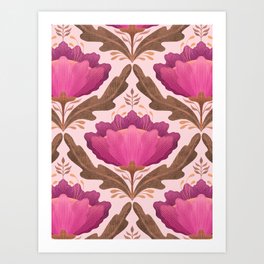 Diamond Floral Pattern Pink Art Print