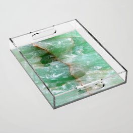 Crystalized Pale Green Quartz Slab with Copper Vein Acrylic Tray