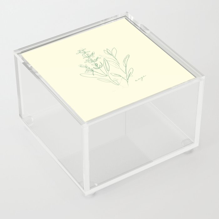 Sage - One Line Drawing Art Design Herbs  Acrylic Box