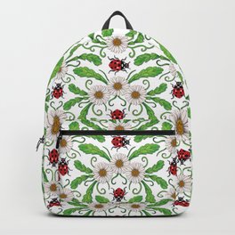 Ladybugs & Daisies - Cute Floral Bug Pattern with Ladybirds Backpack | Bug, Floral, Flowers, Ladybugs, Lady, Ladybirds, Insect, Botanical, Somecallmbeth, Ladybird 