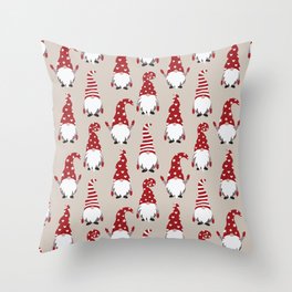 Christmas Gnomes Polka Pattern Throw Pillow