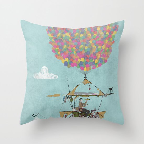 Riding A Bicycle Through The Mountains Throw Pillow