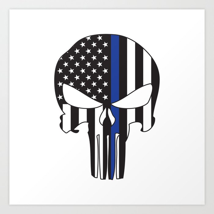 Punisher Skull American Flag Thin Blue Line Art Print By Designgallery Society6 The thin blue line variant of the punisher's logo, shared on the st. punisher skull american flag thin blue line art print by designgallery