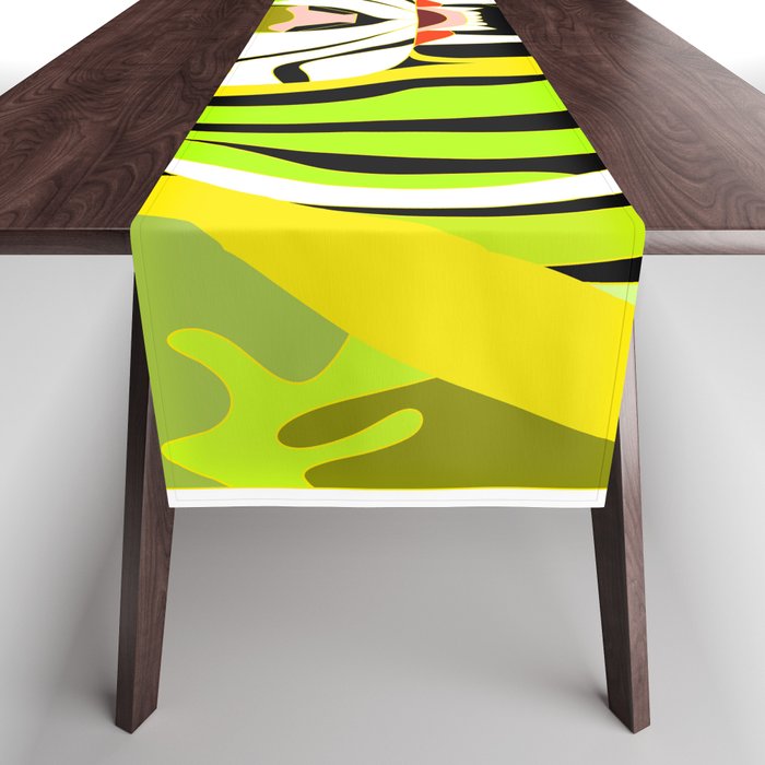 yellow light tiger ecopop in zodiac bengal wallpaper art  Table Runner