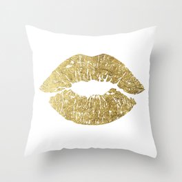 Gold Lips, Vanity Decor Throw Pillow