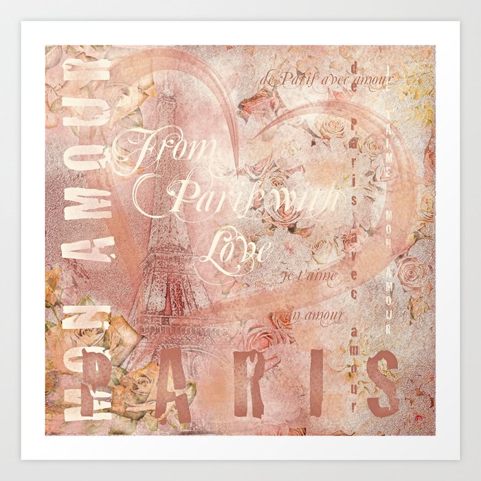 From Paris With Love In Salmon-Rosé Art Print