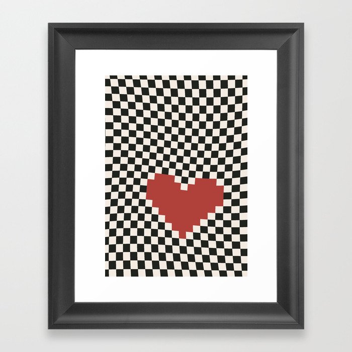 Pixel Love Heart Framed Art Print