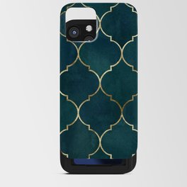 Emerald Golden Moroccan Quatrefoil Pattern II iPhone Card Case
