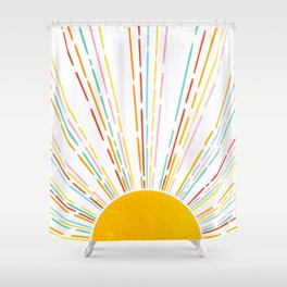 Retro Sunburst: Rainbow Edition Shower Curtain