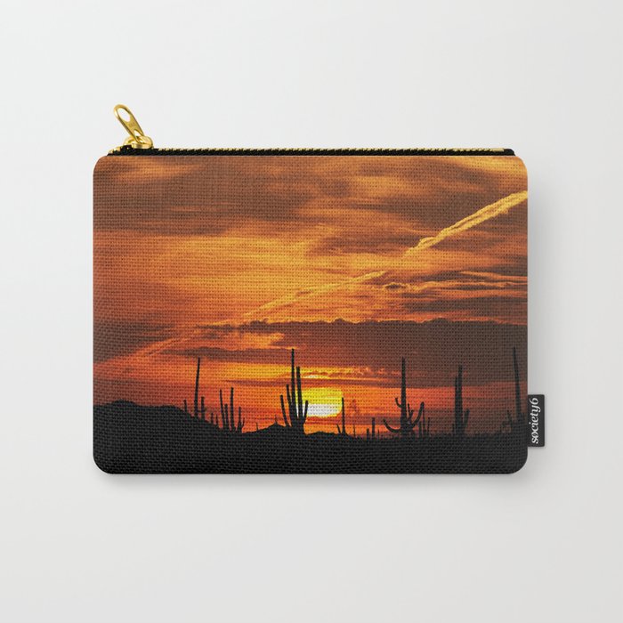 Sunset Orange Sky Cactus Desert Arizona America Carry-All Pouch