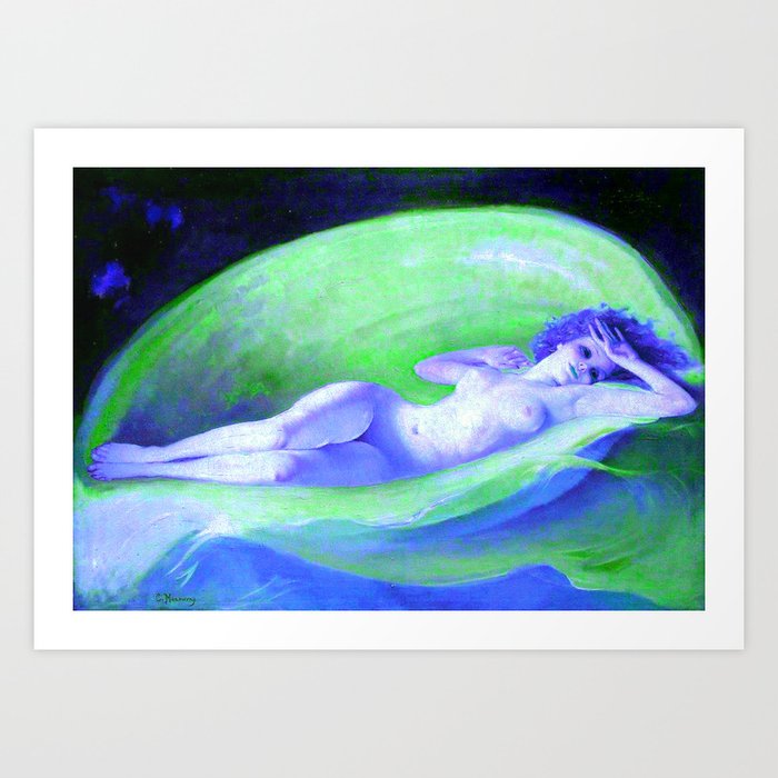 Venus Birth vibrant seafoam periwinkle violet Art Print
