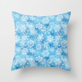 Snowflakes on blue Throw Pillow