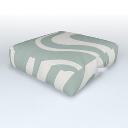 Retro Liquid Swirl Abstract Pattern Eucalyptus Sage Green Outdoor Floor Cushion