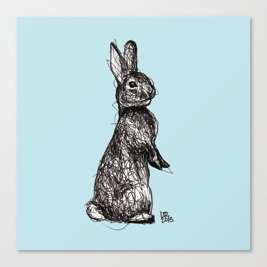 Blue Woodland Creatures - Rabbit Canvas Print