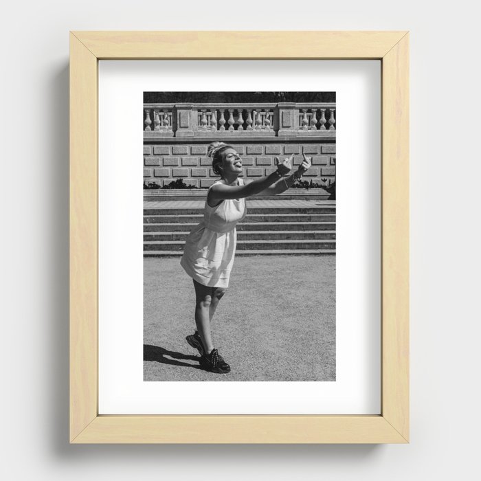 fuck you | middle finger | Girl | Poster | Woman | vintage | retro | black and white | photography Recessed Framed Print