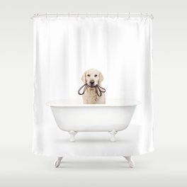 Golden Retriever Shower Curtain Smiling Dogs Print for Bathroom 