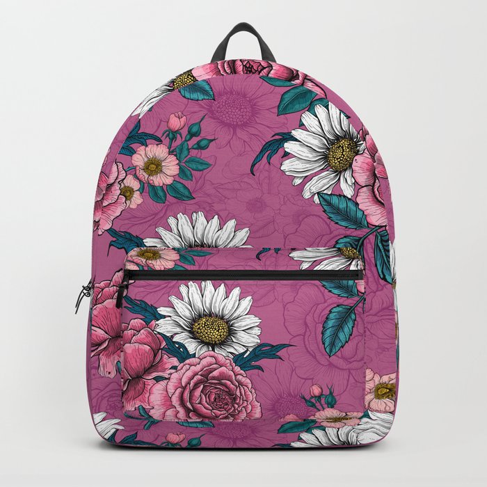 Summer bouquets - pink roses, daisies and wild roses 2 Backpack